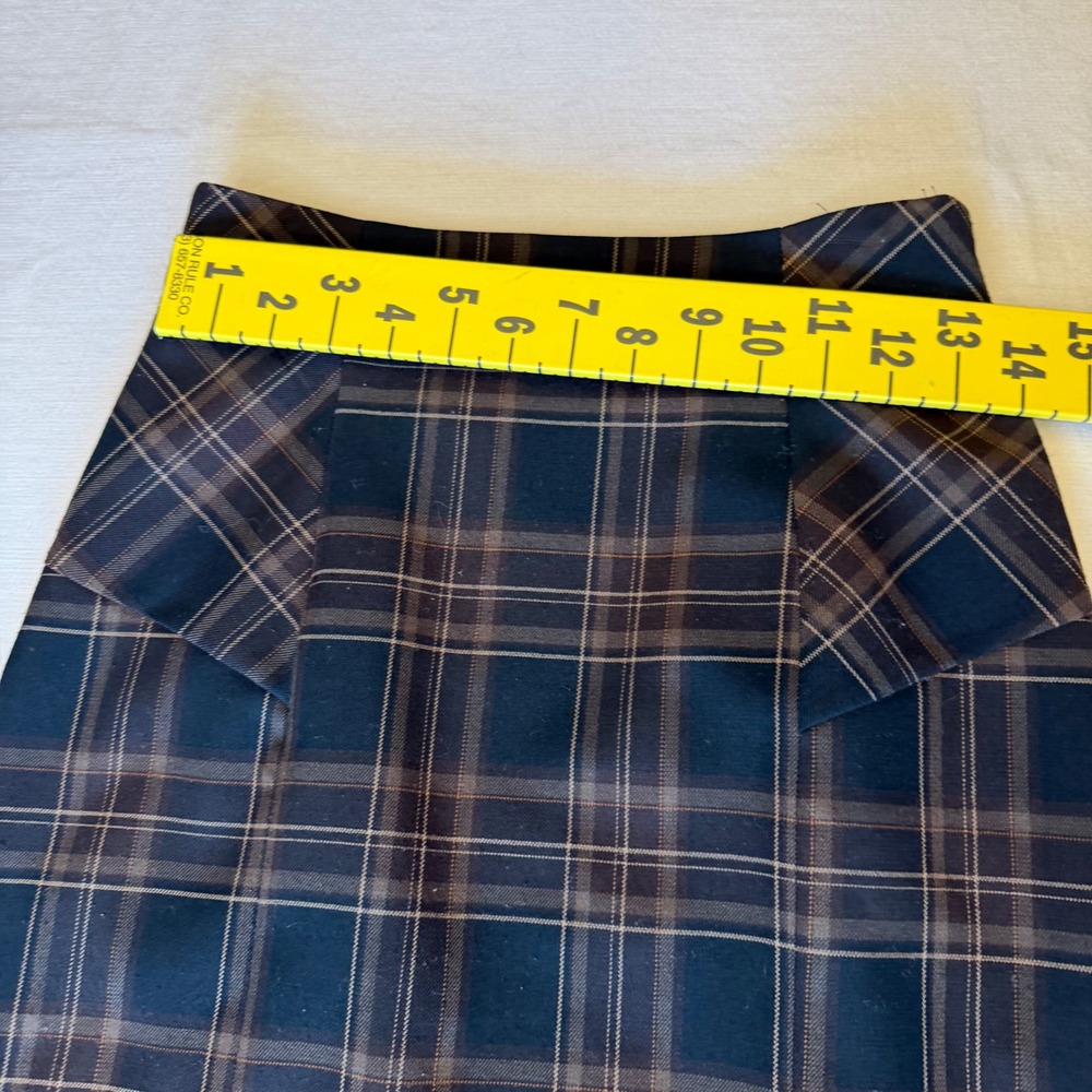Body by Victoria Pencil Skirt Womens 4 Brown Plaid Wool Blend Pleated back Midi - Picture 4 of 12